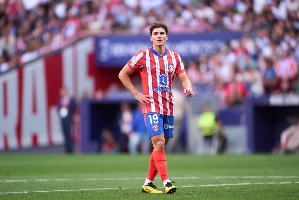 Julian Alvarez looks on during an Atletico Madrid match
