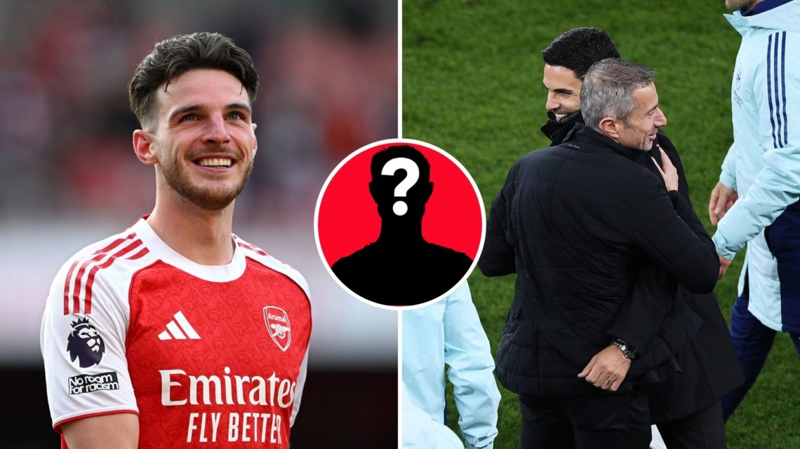 Split Image of Declan Rice of Arsenal during the Premier League match between Arsenal FC and Newcastle United, Mikel Arteta, Manager of Arsenal and...