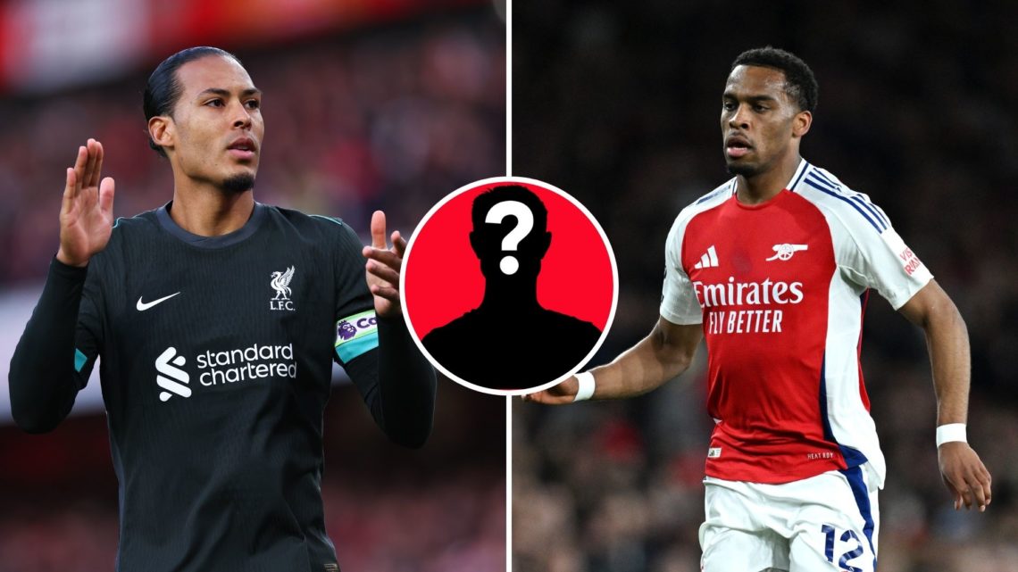 Split Image of Virgil van Dijk of Liverpool during the Premier League match between Arsenal FC and Liverpool, Jurrien Timber of Arsenal during the ...