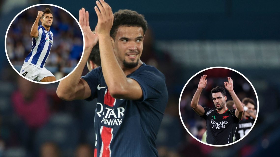 Image of Warren Zaire-Emery of PSG celebrates his goal during the Ligue 1 football match between Paris Saint-Germain (PSG) and Montpellier, Insets ...