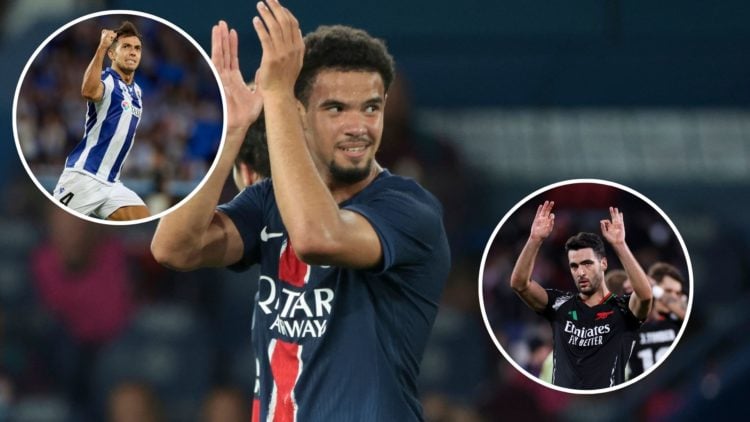 Image of Warren Zaire-Emery of PSG celebrates his goal during the Ligue 1 football match between Paris Saint-Germain (PSG) and Montpellier, Insets ...