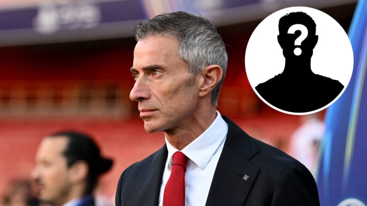 Andrea Berta, Sporting Director of Arsenal, looks on prior to the UEFA Champions League 2024/25 Semi Final First Leg match between Arsenal FC and P...