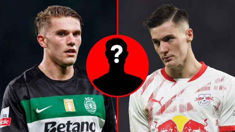 Split image of (L) Viktor Gyokeres during the Liga Portugal Betclic match between Sporting CP and Gil Vicente and (R) Benjamin Sesko during the DFB...