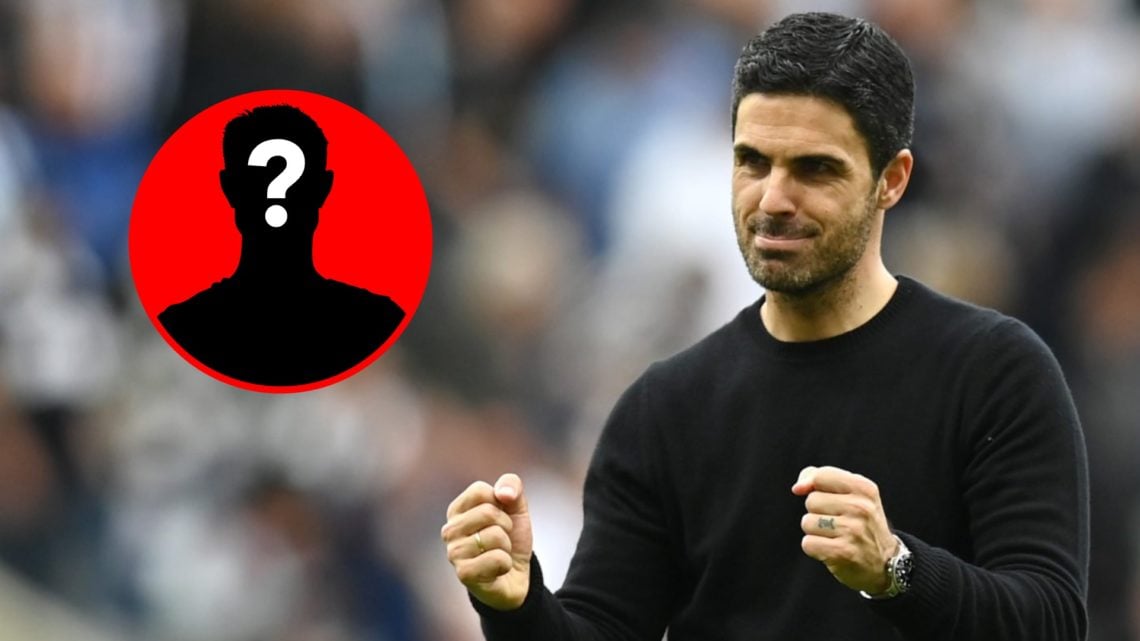 Mikel Arteta celebrates victory following the Premier League match between Newcastle United and Arsenal, inset, mystery icon.