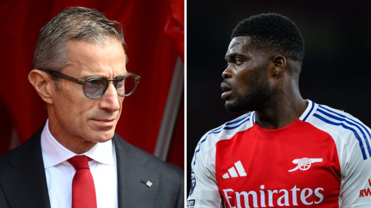 A split image featuring Andrea Berta and Thomas Partey