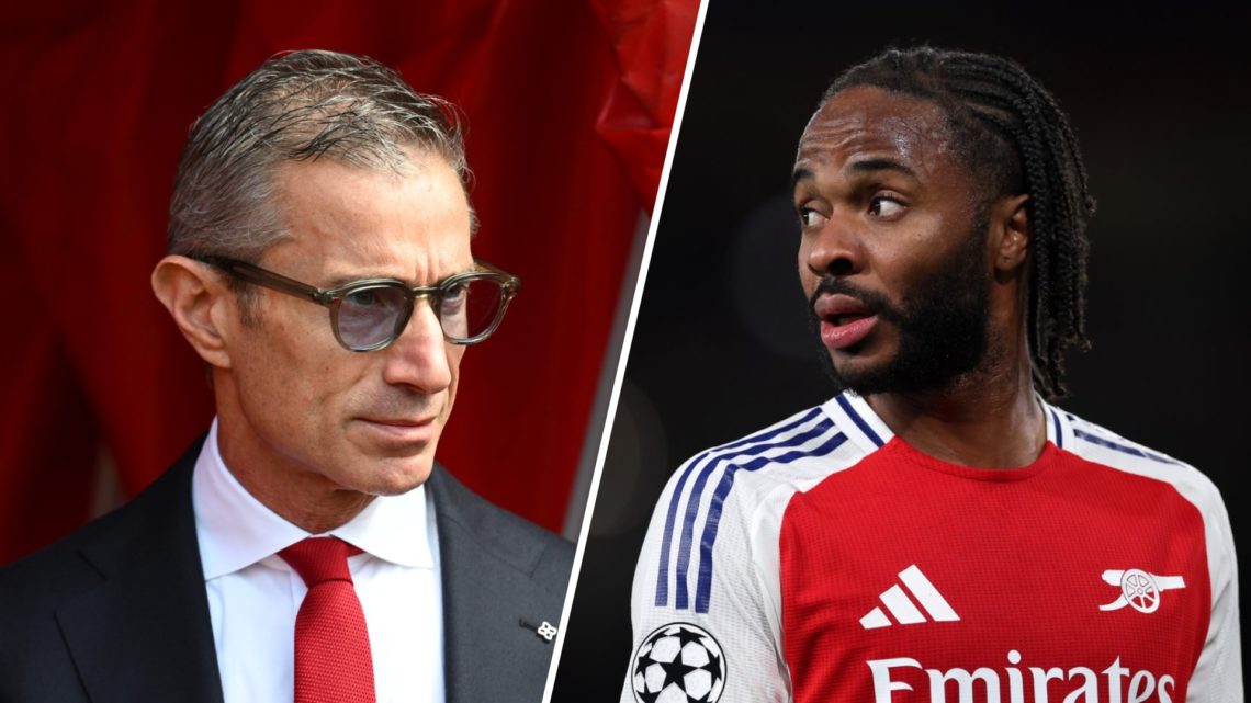 Andrea Berta looks on before Southampton vs Arsenal as Raheem Sterling plays for the Gunners