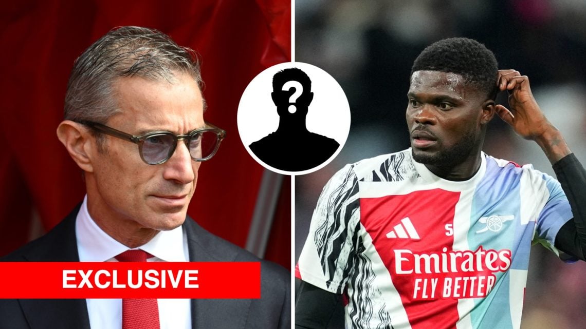 Andrea Berta, Sporting director of Arsenal looks on prior to the Premier League match between Southampton FC and Arsenal FC (L), Thomas Partey of A...