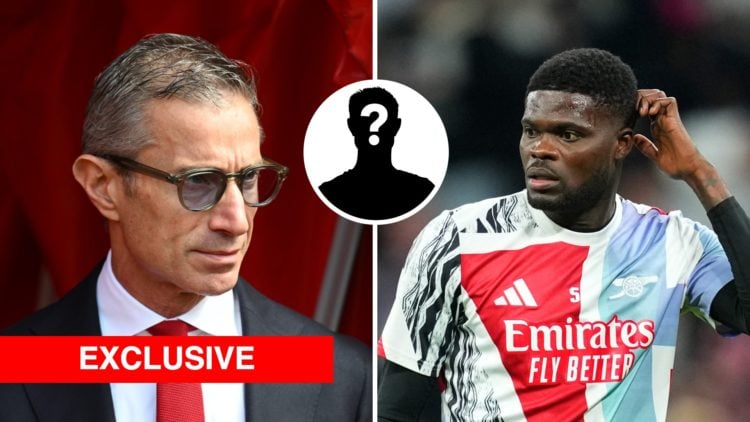 Andrea Berta, Sporting director of Arsenal looks on prior to the Premier League match between Southampton FC and Arsenal FC (L), Thomas Partey of A...