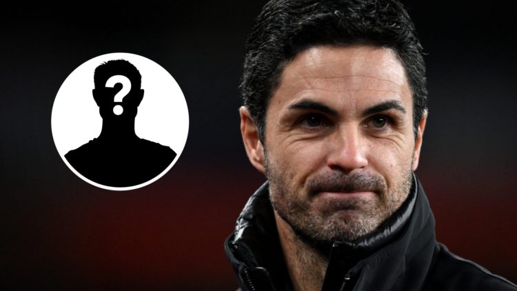 Mikel Arteta prior to the UEFA Champions League 2024/25 match between Arsenal and GNK Dinamo, inset, mystery icon.