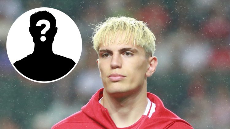 Alejandro Garnacho of Manchester United looks up prior to the match between Manchester United and Hong Kong at Hong Kong Stadium, with mystery play...