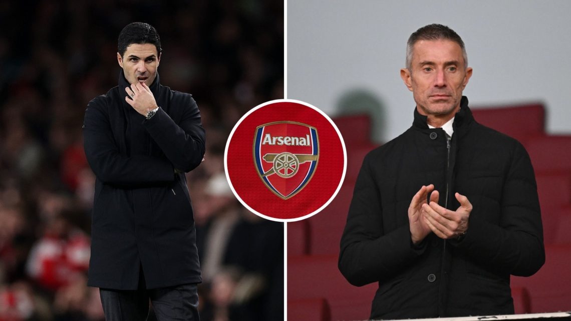 Split Image of Mikel Arteta, Manager of Arsenal reacts during the UEFA Champions League 2023/24 round of 16 second leg match between Arsenal FC and...