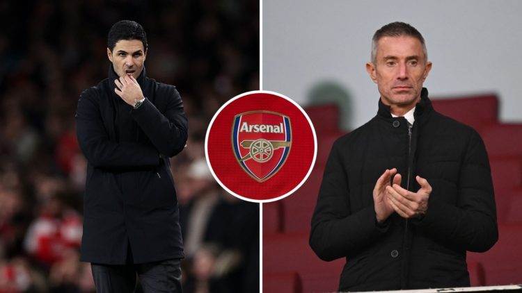 Split Image of Mikel Arteta, Manager of Arsenal reacts during the UEFA Champions League 2023/24 round of 16 second leg match between Arsenal FC and...