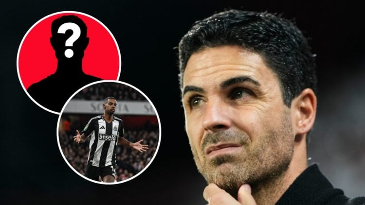 Image of Mikel Arteta head coach of Arsenal during the UEFA Champions League match between Sevilla FC and Arsenal, insets of Alexander Isak of Newc...
