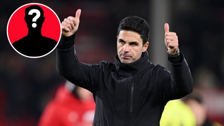 Image of Mikel Arteta, Manager of Arsenal, acknowledges the fans after the team's victory in the Premier League match between Nottingham Forest and...
