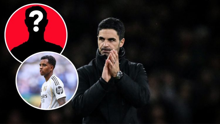 Image of Mikel Arteta applauds at the end of the English League Cup quarter-final football match between Arsenal and Crystal Palace, insets of Rodr...