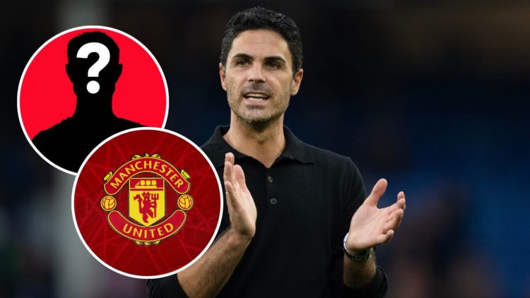 Image of Arsenal manager Mikel Arteta applauds fans following the Premier League match between Everton FC and Arsenal, Insets of A detailed view of...