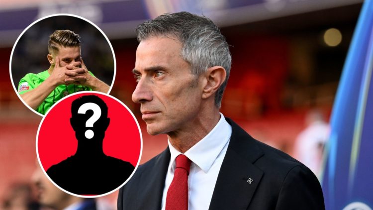 Image of Andrea Berta, Sporting Director of Arsenal, looks on prior to the UEFA Champions League 2024/25 Semi Final First Leg match between Arsenal...