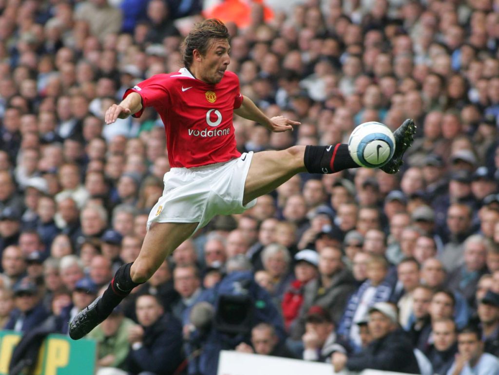 Gabriel Heinze in action during Tottenham Hotspur v Manchester United in the Premier League clash in 2004.
