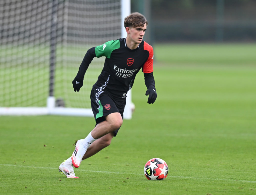 Max Dowman in action during an Arsenal FC Training Session.