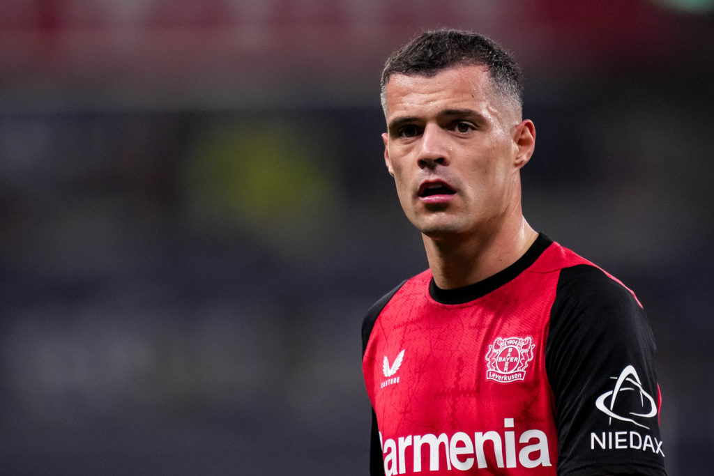 Granit Xhaka looks on during Bayer Leverkusen vs VfL Bochum