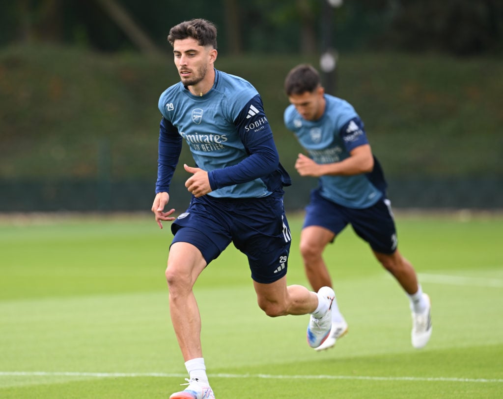 Kai Havertz in action during an Arsenal Training Session.