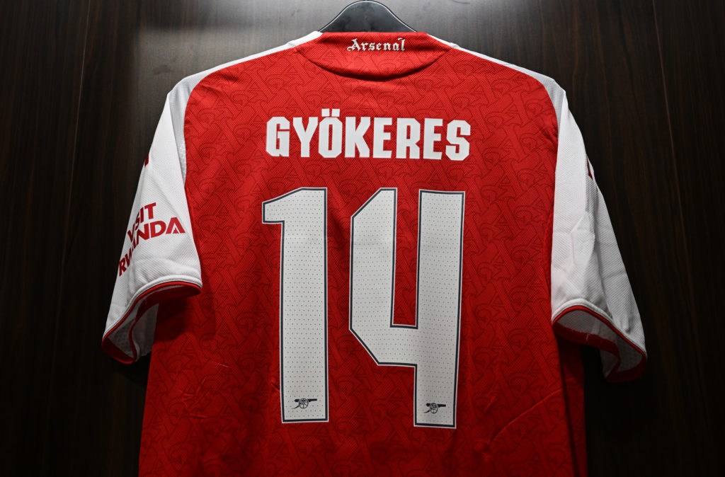 Viktor Gyokeres' number 14 shirt before Arsenal v Newcastle in the Pre-Season Friendly clash.