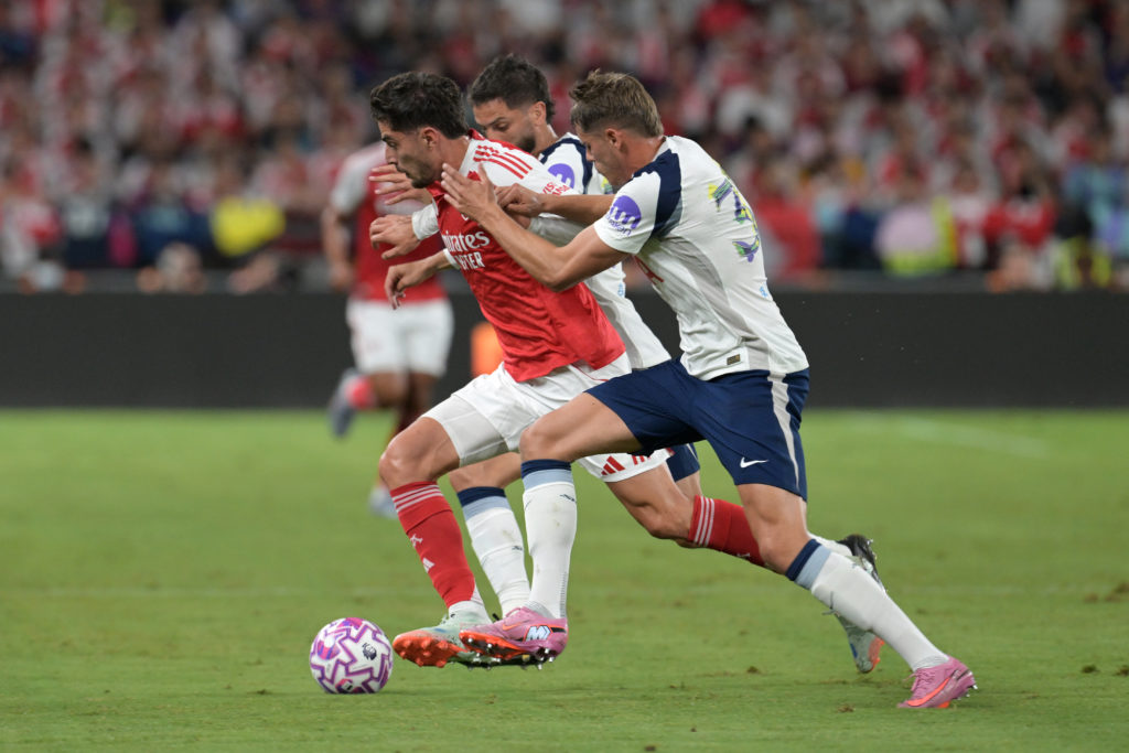 Micky van de Ven and Kai Havertz during Tottenham vs Arsenal.