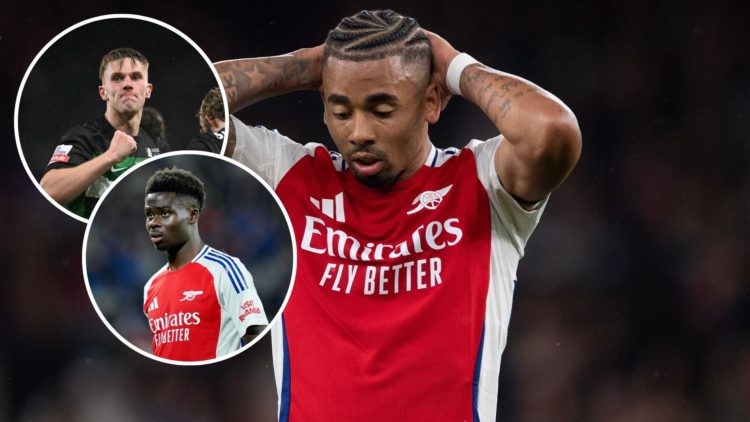Image of Gabriel Jesus of Arsenal during the Carabao Cup Third Round match between Arsenal and Bolton Wanderers, insets of Bukayo Saka of Arsenal l...