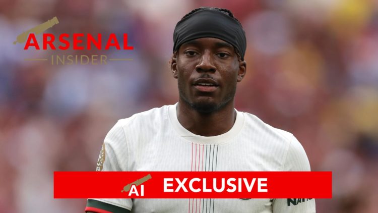 Image of Noni Madueke of Chelsea FC looks on during the FIFA Club World Cup 2025 group D match between CR Flamengo and Chelsea, Insets of the Arsen...