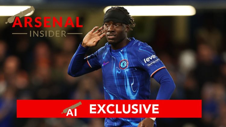 Image of Noni Madueke of Chelsea celebrates scoring his team's second goal during the UEFA Europa Conference League Play-Off 1st leg match between ...