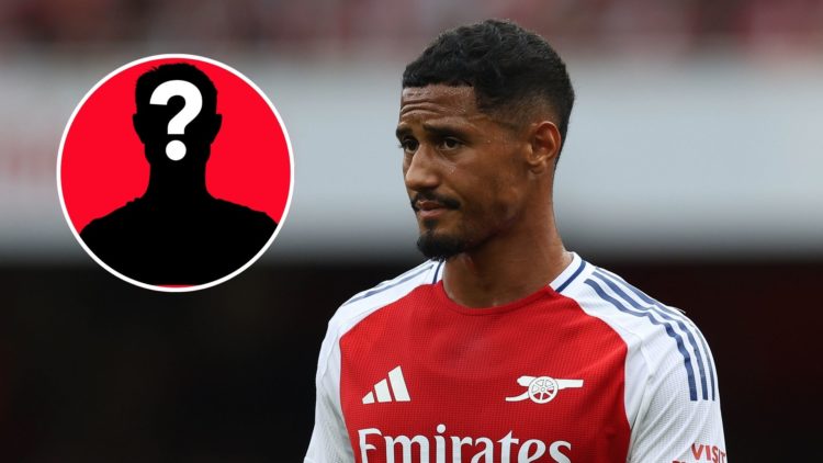Image of William Saliba of Arsenal during the pre-season friendly match between Arsenal and Bayer 04 Leverkusen, Inset of a mystery player
