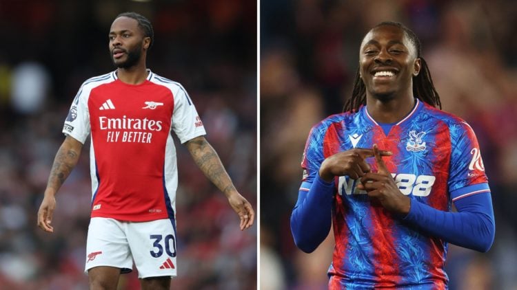 Split Image of Raheem Sterling of Arsenal during the Premier League match between Arsenal FC and AFC Bournemouth, Eberechi Eze of Crystal Palace ce...