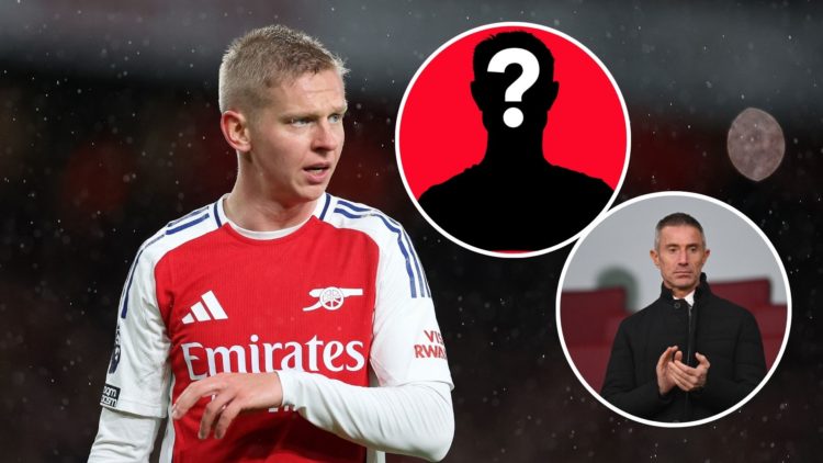 Image of Oleksandr Zinchenko of Arsenal during the Premier League match between Arsenal FC and Manchester United, Insets of Andrea Berta, Sporting ...