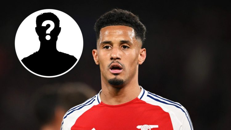 William Saliba of Arsenal looks on during the UEFA Champions League 2024/25 Semi Final Second Leg match between Paris Saint-Germain and Arsenal FC,...