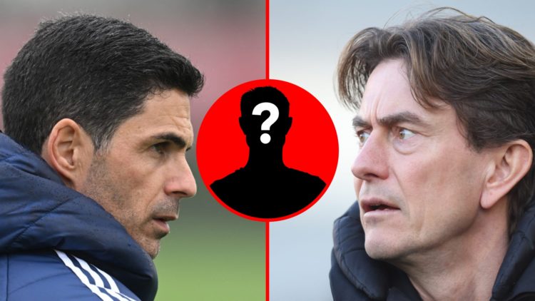 Split image of (L) Mikel Arteta during a training session and (R) Former Brentford manager Thomas Frank during the Premier League match between Bre...