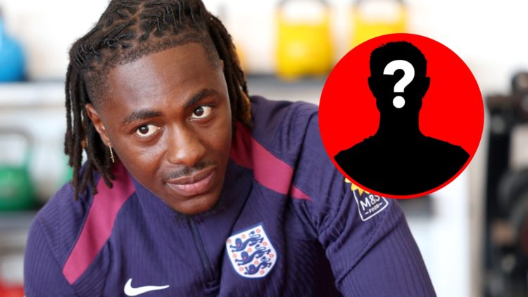 Eberechi Eze of England at St Georges Park, inset, mystery icon.