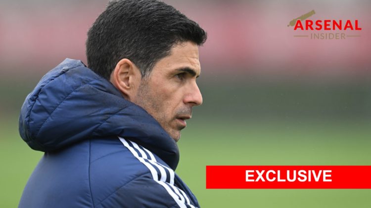 Mikel Arteta looks on during an Arsenal training session