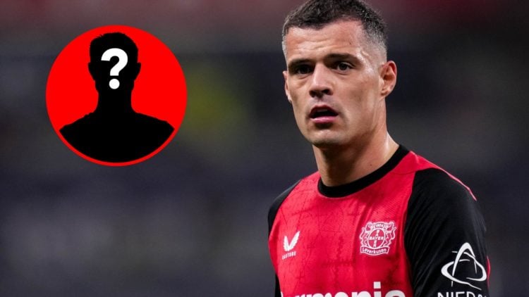 An image featuring former Arsenal star Granit Xhaka alongside a mystery player inset