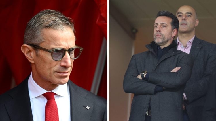 A split image featuring Andrea Berta and Edu Gaspar at Arsenal