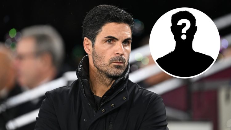 Mikel Arteta, Manager of Arsenal, looks on prior to the Premier League match between West Ham United FC and Arsenal FC at London Stadium, with myst...