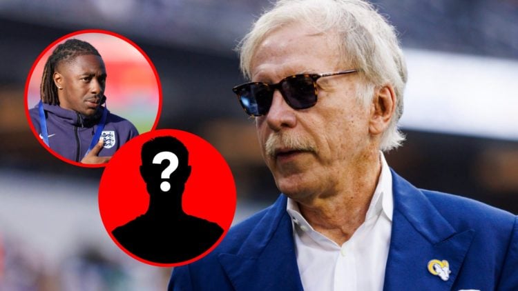 Stan Kroenke of the Los Angeles Rams on the sideline during a game against the Philadelphia Eagles, inest, Eberechi Eze before the international fr...