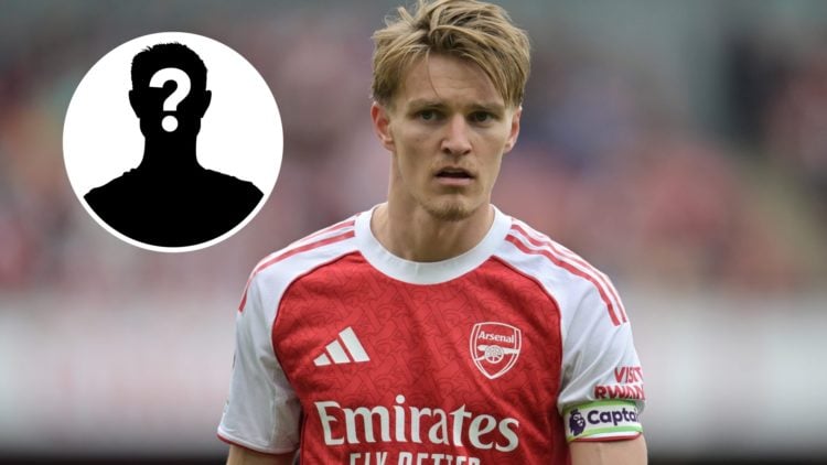 Martin Odegaard with an inset of a mystery figure