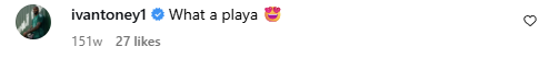 Ivan Toney responds to Christian Norgaard on Instagram, saying "what a playa".