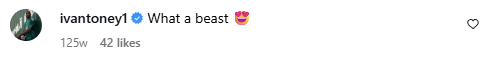 Ivan Toney responds to Christian Norgaard on Instagram, saying "what a beast".