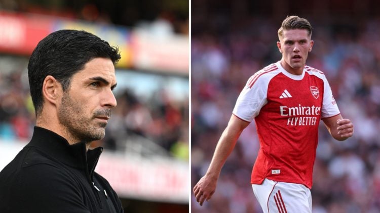 Split Image of Mikel Arteta, Manager of Arsenal, looks on prior to the Premier League match between Arsenal FC and Leicester City, Viktor Gyokeres ...