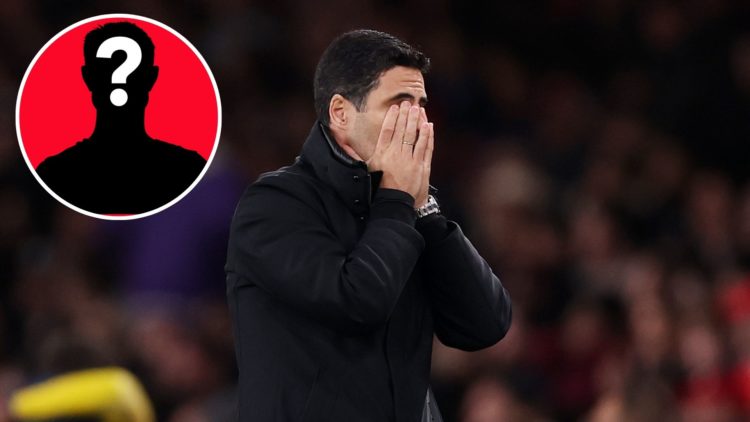 Image of Mikel Arteta, Manager of Arsenal, reacts after Jean-Philippe Mateta of Crystal Palace (not pictured) scored his team's second goal during ...