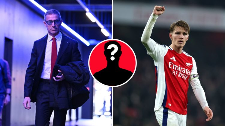 Split Image of Arsenal Sporting Director Andrea Berta arrives at the stadium before the Premier League match between Ipswich Town FC and Arsenal, M...