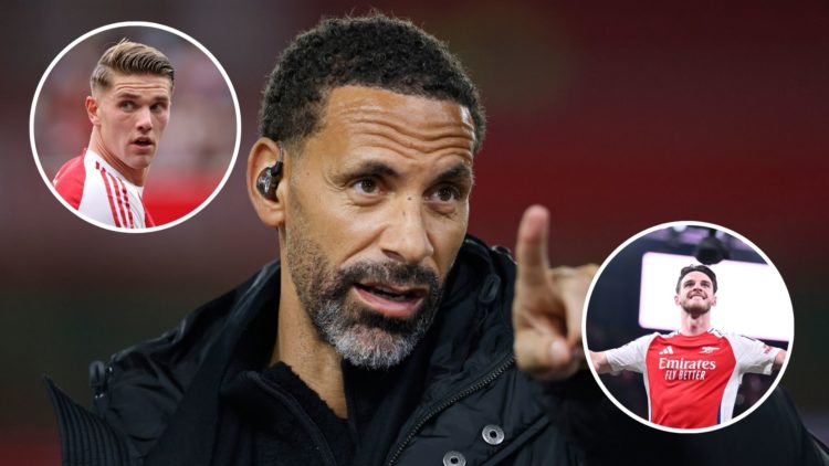 Image of Rio Ferdinand TV Pundit on the side line before the Premier League match between Nottingham Forest FC and Liverpool, insets of Viktor Gyök...