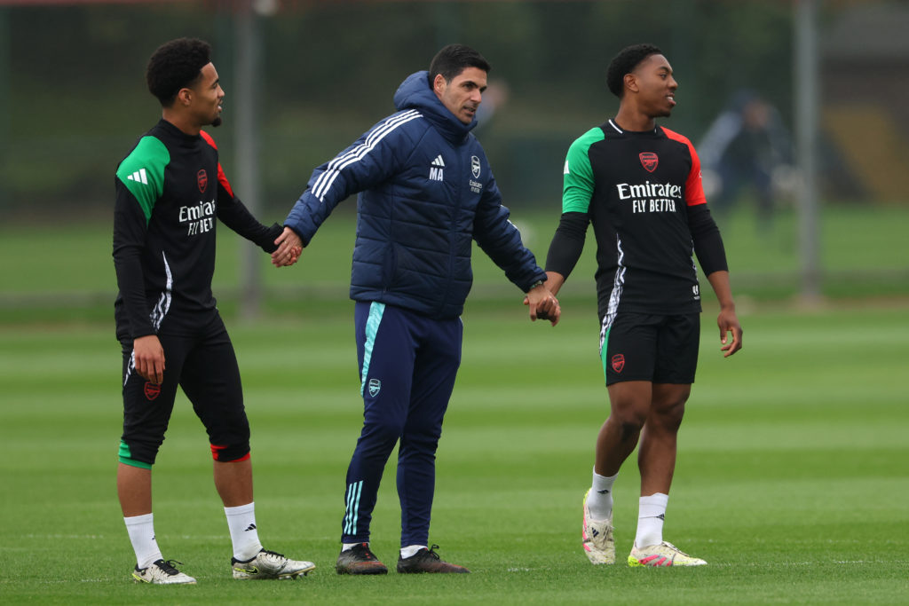 Arsenal FC Training Session And Press Conference - UEFA Champions League 2024/25 Quarter Final Second Leg