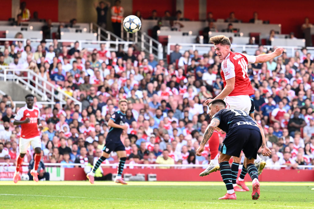 Viktor Gyokeres scores during Arsenal v Athletic Club in the Emirates Cup clash.
